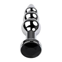 CENSAN Anal Plug Metal gümüş siyah kristalli 11 cm